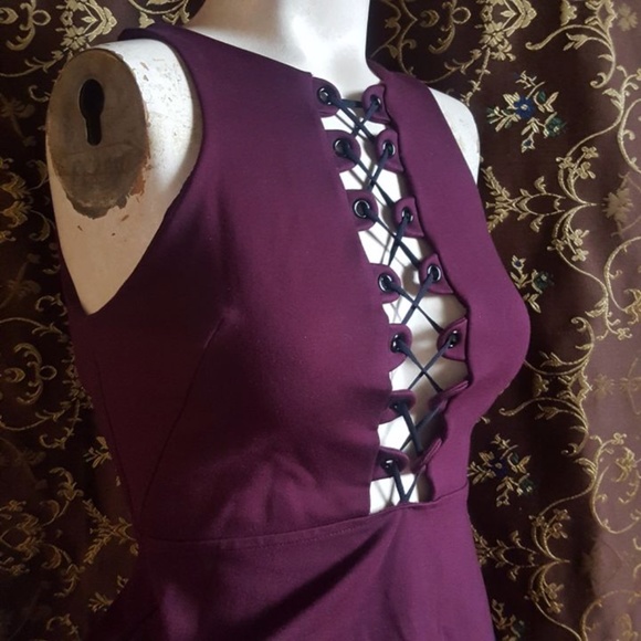 2/$35 Silence + Noise UO corset lace up front Goth Punk purple plum party dress - Picture 5 of 9